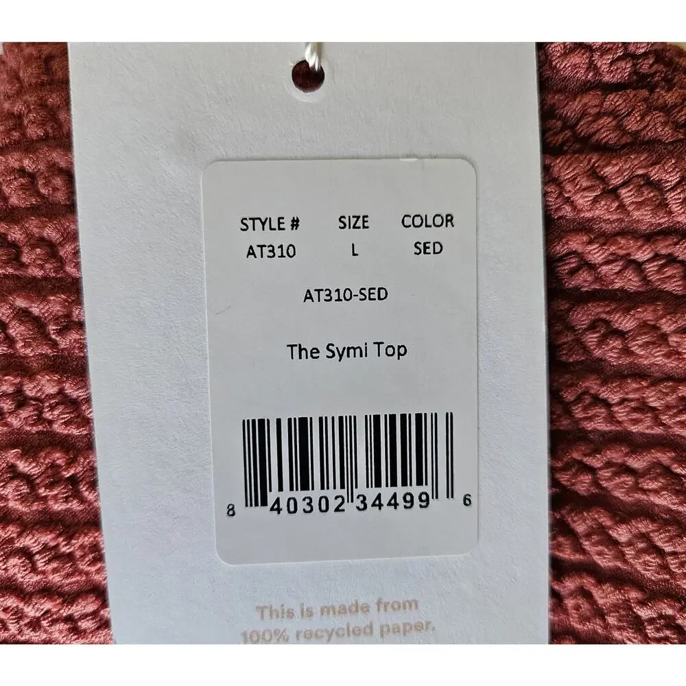ANDIE Swim Women L Symi Bikini Swimsuit Top Mauve Pink Cinched Texturized NEW